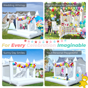 Castillo Inflable Comercial <span class=keywords><strong>de</strong></span> PVC Blanco <span class=keywords><strong>de</strong></span> 13x13x10 Pies con Tobogán y Piscina <span class=keywords><strong>de</strong></span> Pelotas <span class=keywords><strong>para</strong></span> Bodas/<span class=keywords><strong>Cumpleaños</strong></span>/Fiestas/Decoraciones - Product Image 3