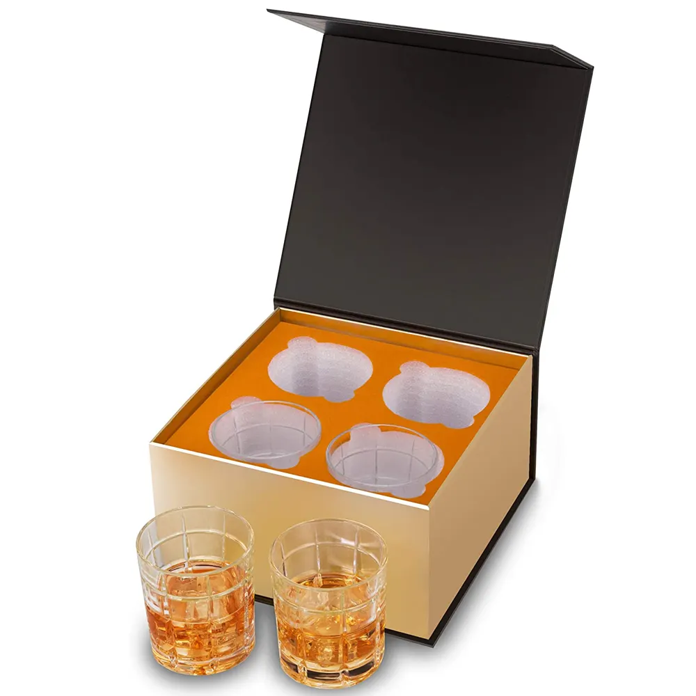 Özel lüks atış cam ambalaj kutu stemless şarap tumbler için viski bardağı set hediye kutusu