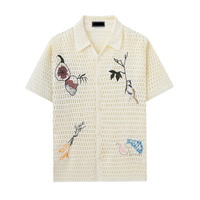 Summer Hollow Out gehäkelte gestrickte Herren-Strickjacke European American Embroidered Single Breasted Knit Herren-Polos hirt