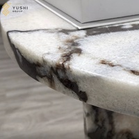 Grupo Yushi, sofá de mármol minimalista, mesa auxiliar con borde, círculo móvil, tormenta oceánica, mesa de esquina de mármol para carcasa pequeña
