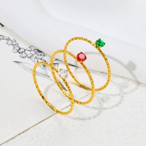 Anello placcato in oro 18K da 1mm <span class=keywords><strong>con</strong></span> strass in cristallo color smeraldo strass regalo di nozze per amanti delle donne <span class=keywords><strong>anelli</strong></span> - Product Image 1