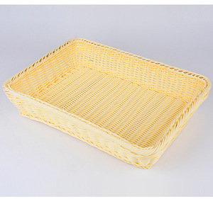 Wholesale <strong>Rectangular</strong> Shallow Hand Woven Plastic Food Bread <strong>Storage</strong> <strong>Basket</strong> - Product Image 3