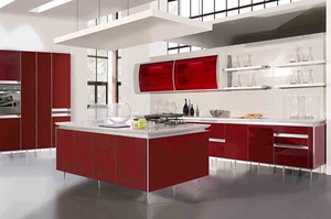 Armoires de cuisine modernes en laque rouge brillante - Product Image 4