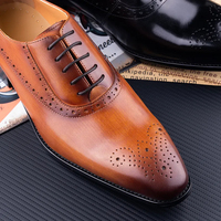 Chaussures habillées de luxe en cuir véritable pour hommes, faites à la main, à bout pointu, à lacets, pour le bureau, les affaires, les mariages et les tenues de soirée formelles