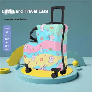 Koper Spinner anti air, koper kartun anak-anak dengan kunci ritsleting, bahan PC kapasitas besar, pegangan lembut dan tali untuk perjalanan - Product Image 6