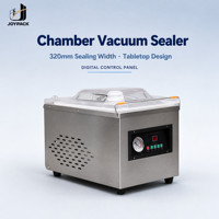 Machine d'emballage sous vide de comptoir DZ-320 avec bac en acier inoxydable monobloc, barre de scellage thermique avant facile à nettoyer, usage intensif sur comptoir