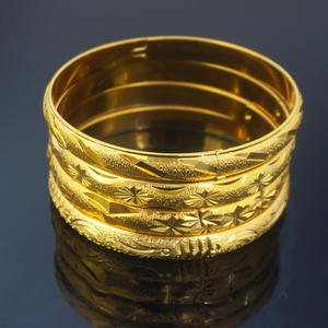 Brazalete de Moda Chapado en Oro sobre Cobre, Grabado, de 8 mm de Ancho para Mujer - Product Image 3