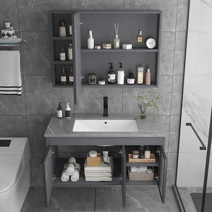 Small space bathroom <b>vanity</b> set with <b>mirror</b> cabinet space saving bathroom sink cabinet with large storage - Product Image 5