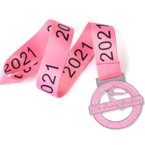 Médaille de graduation d'école de danse classique, latine et moderne, médailles personnalisées en 3D, design moulé sous pression, médailles de danse rose avec paillettes - Product Image 2