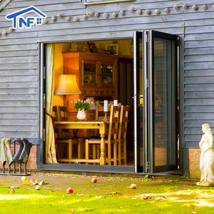 Portes pliantes en verre en alliage d'aluminium au design moderne personnalisé, systèmes de murs de patio en verre pliables avec <span class=keywords><strong>filet</strong></span> en fibre de verre - Product Image 1