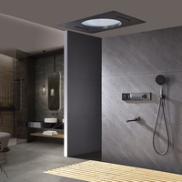 Système de douche thermostatique de luxe à affichage numérique LED, pommeau de douche à main quatre fonctions, ensemble de douche de villa en céramique à jet doux pour la maison