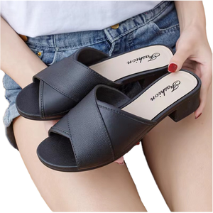 Sandalias de tacón alto de verano para mujer con medias pantuflas gruesas envueltas, diseño de plataforma de cabeza de punta a la moda, recién llegado - Product Image 4