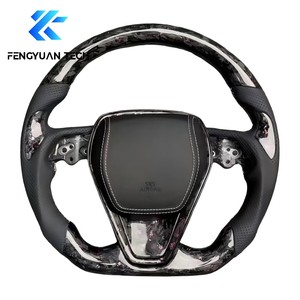 Volant en cuir personnalisé Alcantara en fibre de carbone forgée pour <span class=keywords><strong>Toyota</strong></span> Camry 8 8e génération Xv70 Corolla Alio Hybrid 2018 sans airbag - Product Image 5