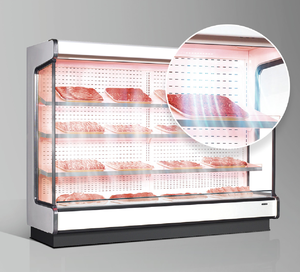 ตู้โชว์เนื้อสัตว์และอาหารทะเลแบบเปิดหลายชั้น รุ่น W1875 ขนาด D1050 H2100 แบบควบคุมระยะไกล 220V สแตนเลส พร้อมไฟ LED สำหรับร้านขายของชำ - Product Image 2