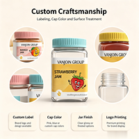 Pot en plastique carré vide de qualité supérieure de 180 ml, 250 ml, 360 ml pour confiture, aliments pour animaux, miel, avec couvercle