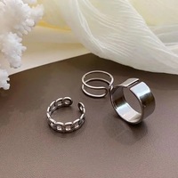 Bague unisexe personnalisée style hip-hop japonais-coréen en alliage électroplaqué en forme de U, ajustable, pour l'index, cool