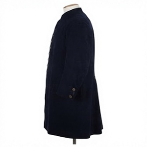 Men's Dark Blue Waterproof Reversible <b>Woolen</b> Overcoat Mandarin Collar Single Breasted Long Sleeve Regular Fit Outerwear - Product Image 5