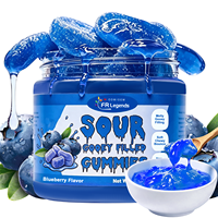 Bonbons Gommeux Sucrés et Acidulés en Gros OEM, Saveurs Personnalisées Framboise Bleue et Cerise Sauvage, Gommes Gélifiées Acidulées