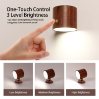 Lampe de chevet LED tactile en bois massif, 3 niveaux de luminosité réglables, rechargeable, lumière de nuit 4000K pour la protection des yeux, pour chambre à coucher, hôtel, décoration, cadeau