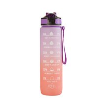 Logo personnalisé paille filtre à rabat en plastique sport sans BPA 1L 32 oz 32 oz bouteille d'eau de motivation avec marqueur de temps