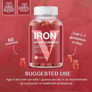 OEM Private Label Iron <strong>Gummies</strong> with <strong>Multivitamin</strong> Folate Zinc for <strong>Adults</strong> Kids Blood Builder Energy Support Not for Pregnant Women - Product Image 4