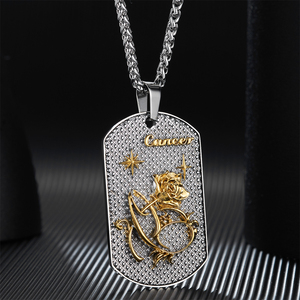 Collana con Ciondolo Segno Zodiacale <span class=keywords><strong>Cancro</strong></span>, 12 Segni Zodiacali, <span class=keywords><strong>Oroscopo</strong></span>, Placcata in Oro 18K, Catena in Acciaio Inossidabile, Design Elegante - Product Image 3