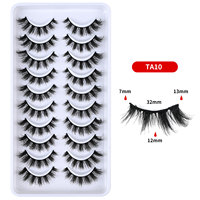 NOUVEAU Lot de 10 Paires de Faux Cils Œil de Chat Effet Vison Moelleux, Cils 8D Effilés Dramatiques Longs Épais et Volumineux