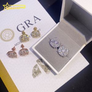 אנייט 12 מ "מ בורג בחזרה יהלומים חתיכים vs vs missanite פרוס החוצה דרך מעבר ליהלום טסטר תכשיטי היפ הופ 925 עגילי הברגה כסף - Product Image 6