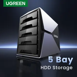 New Ugreen HDD Docking Station 5-Bay USB Ke SATA Eksternal Hard Drive Kandang RAID Mode Penyimpanan untuk 3.5 Inci HDD 90TB