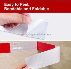 شريط عاكس عالي الوضوح أحمر وأبيض معتمد من وزارة النقل الأمريكية - ملصقات عاكسة لاصقة بدون درزات لأغراض السلامة - Product Image 2