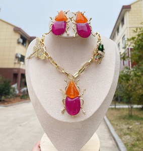 Parure Collier et Boucles d'Oreilles en Forme d'Insecte au Design Exagéré, Bijoux Colorés Spéciaux pour Fêtes, Accessoires Tendance et Élégants - Product Image 5
