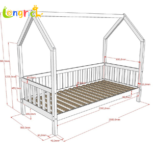 OEM su misura casa dei bambini <span class=keywords><strong>letto</strong></span> superiore con tetto casa forma con Guardrail in legno massiccio <span class=keywords><strong>protezione</strong></span> dell'ambiente - Product Image 4