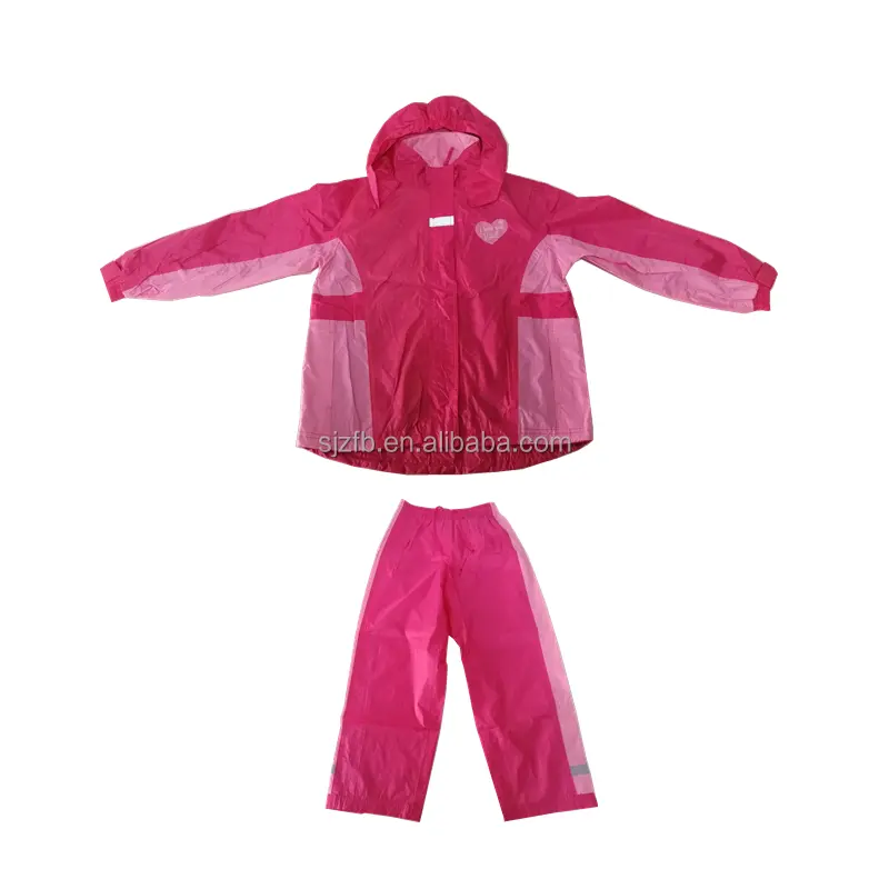 Combinaison de revêtement en polyester PU pour enfants, revêtement en PU multicouleurs rose, haute visibilité, nouvelle collection
