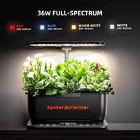 Système de culture hydroponique de table Spider Farmer 36W SmartG12 à spectre complet, 12 pods, contrôlé par application WiFi, avec éclairage LED pour la croissance des plantes