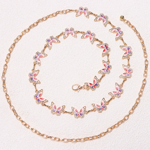 สร้อยคาดเอวรูปผีเสื้อ โลหะผสมสังกะสีสีทอง ประดับด้วยคริสตัล สำหรับงานปาร์ตี้ แฟชั่น สร้อยคาดตัวแบบเส้นเดียว - Product Image 2