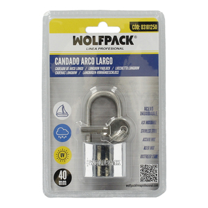 Stainless Steel <b>Padlock</b> Long Shackle 40mm. - Product Image 4