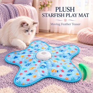 Alfombra de Juego para Gatos con Forma de Estrella de Mar de Peluche, con Pluma Móvil y Juguete Automático para Gatos de Casa - Product Image 6