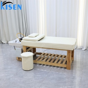 Lit de lavage de cheveux Kisen haut de gamme en bois, moderne et élégant, pour le lavage des cheveux, le spa facial, la thérapie capillaire, fumigé, en promotion - Product Image 3
