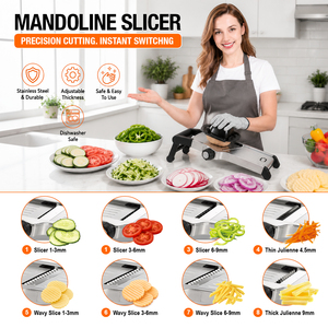 Mandoline multifonctionnelle professionnelle réglable manuellement en acier inoxydable 304 avec protection de sécurité pour couper les <span class=keywords><strong>légumes</strong></span> - Product Image 2