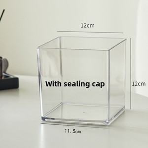 Scatola portaoggetti da scrivania quadrata in acrilico trasparente con coperchio sigillato per cucina, cosmetici, cancelleria, <span class=keywords><strong>quaderni</strong></span>, adesivi e articoli vari - Product Image 6