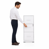 Archivador Vertical de Acero con 3 Cajones, Color Blanco, Mueble de Oficina con Cerradura, Gabinete para Archivos de Oficina