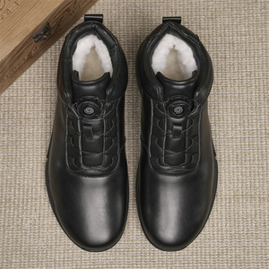 Botas Martin para Hombre, de Cuero Genuino, Punta Redonda, Forro de Piel, Aislantes para Invierno, con Cordones, Estilo Sólido - Product Image 1