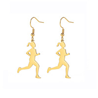 Pendientes Deportivos de Acero Inoxidable para Mujer, Diseño de Corredora, Regalo de Cumpleaños, Venta al Por Mayor