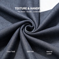 Tissu denim extensible 2% élasthanne 300 g/m² 180 cm de large Mélange coton polyester Sergé 3/1 Bleu Doux Confortable Vente en gros