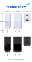 Cargador de Pared Premium con Enchufe Australiano, Múltiples Puertos USB Tipo C, Tres Puertos, Superrápido, 65 W, Alta Velocidad, 3 Puertos PD, Cargador de Teléfono Gan para iPhone y Samsung