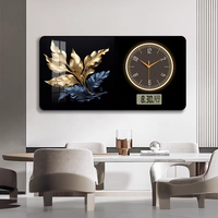 Nouvelle Horloge Murale Silencieuse Moderne en Porcelaine Dorée avec Cristaux, Calendrier, Décoration de Luxe pour Restaurant et Maison, Support en Papier