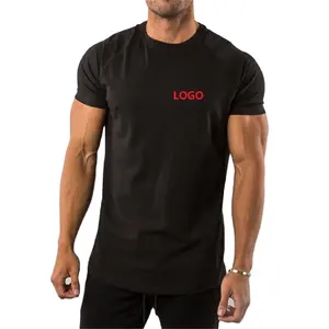 Camiseta de Fitness personalizada para hombre, camisa de alta calidad de algodón y poliéster, venta al por mayor, Gimnasio Deportivo