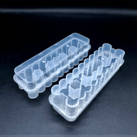 Boîte de 24 flacons rectangulaires de 3 ml en plastique PP transparent pour le stockage et l'organisation de kits de tests de vaccins lyophilisés pour animaux de compagnie