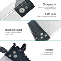 Batterie au lithium pour vélo électrique pliable 36V 48V 10.4Ah 12Ah 14Ah intégrée 18650 BMS 20A avec chargeur 750W pour pneus larges