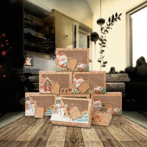Christmas Kraft Cookie Gift <b>Box</b> Clear Window Bakery Packaging Paper <b>Box</b> With Ribbon Tag for Food and Xmas <b>Party</b> Favors - Product Image 3